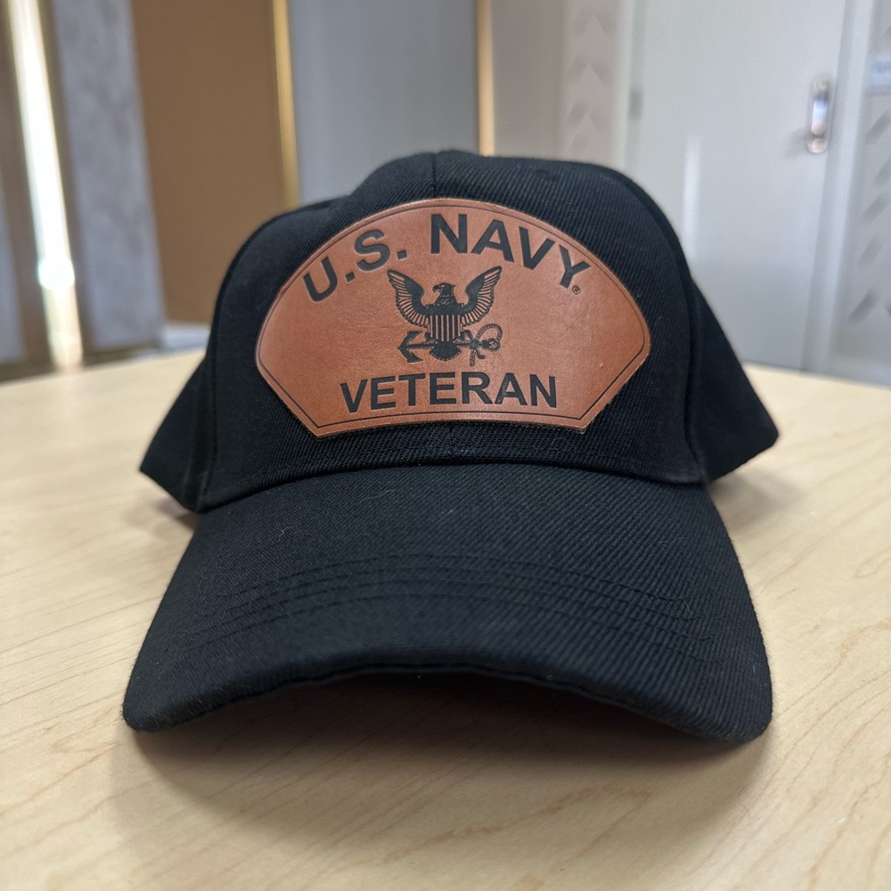 U.S. Navy Veteran Black Cap with Brown Patch